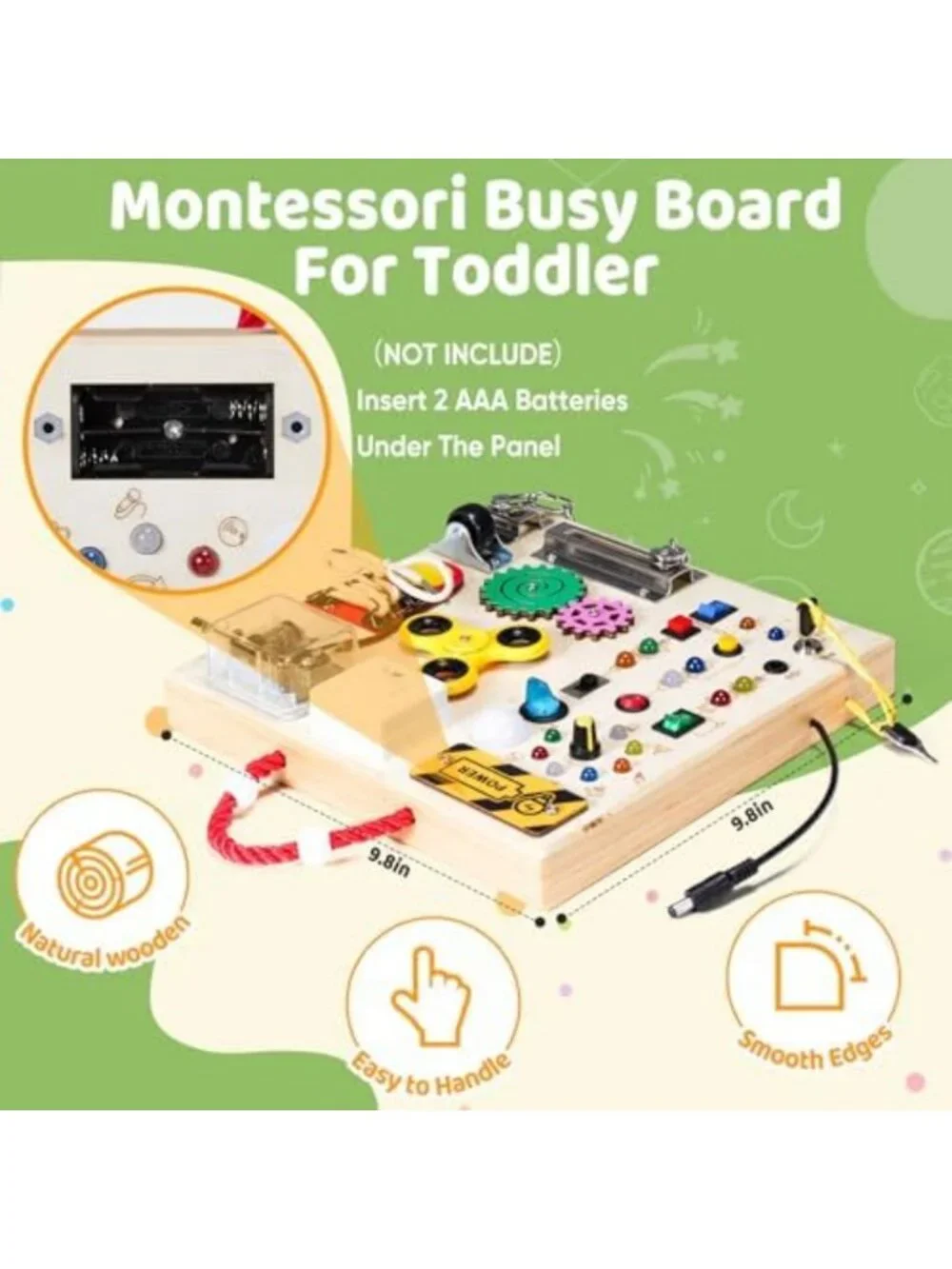 Montessori Busy Board for Toddlers - Sensory Fidget Toy with Lights & Music